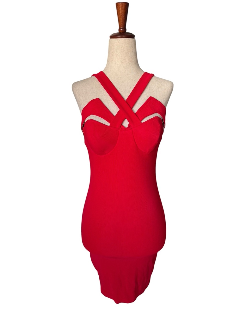 Vintage 90s Red Bandage Bodycon Mini Dress by Peep Indecent Proposal Style Small